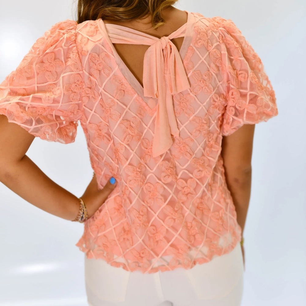 Peach Lace Women Top - Picture 2 of 2